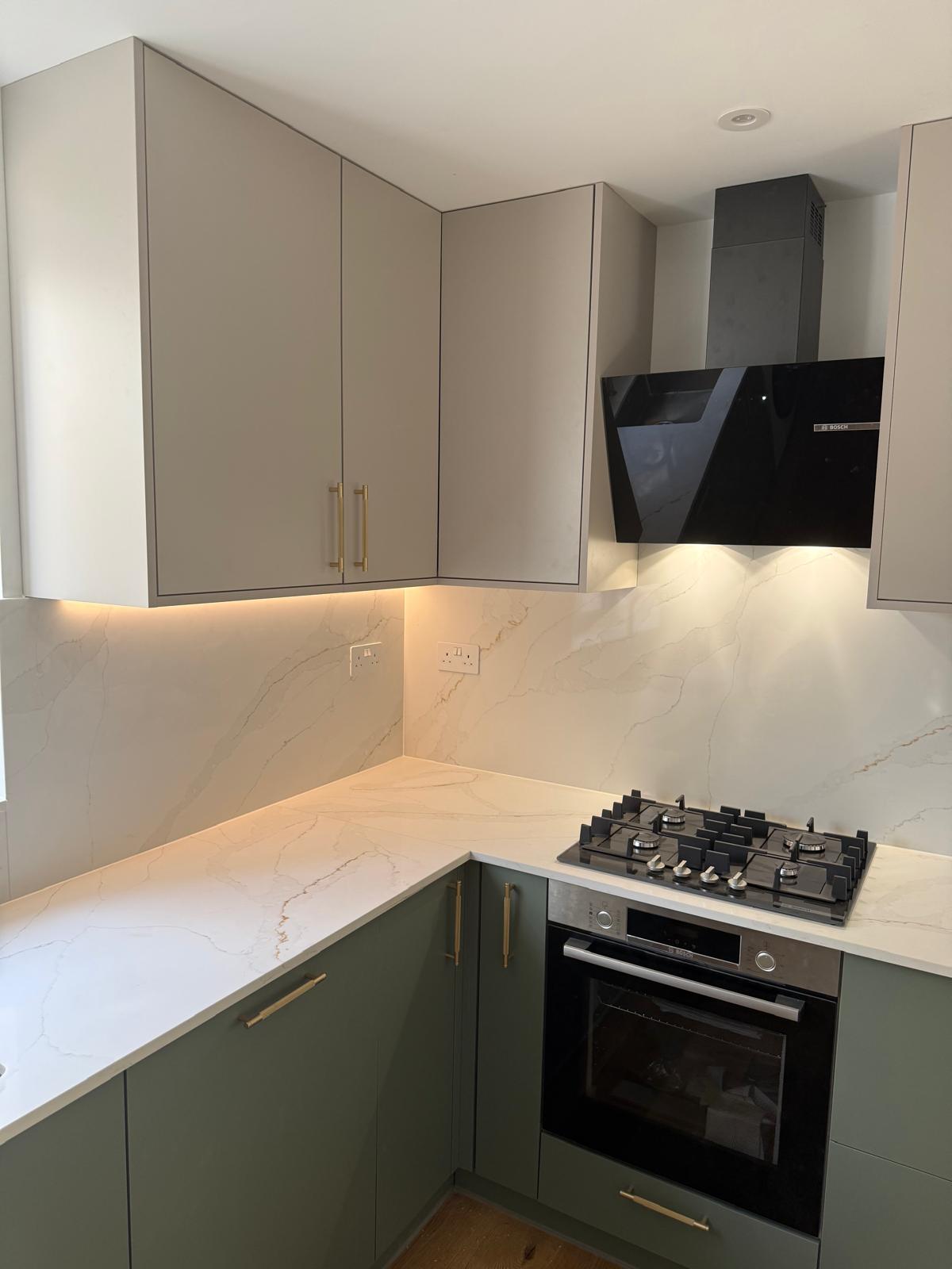 Kitchen cabinets and worktop detail